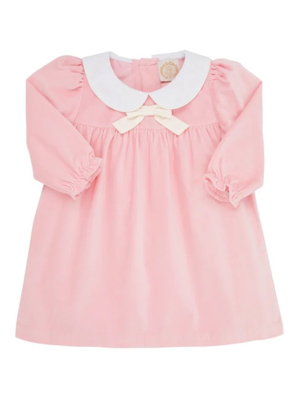 TBBC Long Sleeve Banks Bow Dress (Velveteen) Sandpearl Pink with Palmetto Pearl